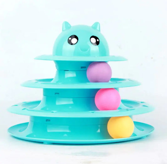 Cat Toy with Three-Tier Tower and Spinning Ball