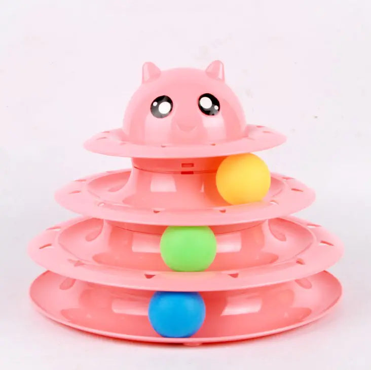 Cat Toy with Three-Tier Tower and Spinning Ball