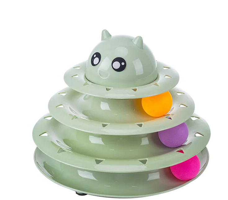 Cat Toy with Three-Tier Tower and Spinning Ball